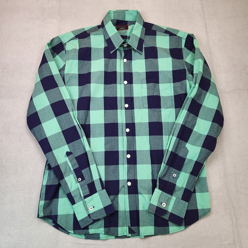 UNTUCKit Button Up Shirt‎ Men's M Green Blue Buffalo Plaid Long Sleeve Cotton
